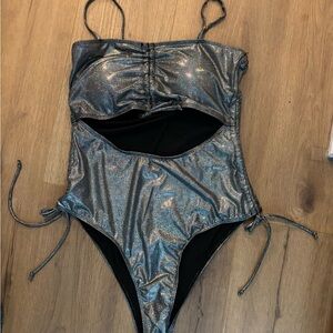 Shimmering Silver Women’s cut out Swimsuit